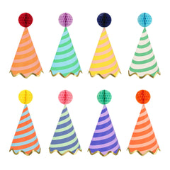 Stripe Party Hats (x 8)