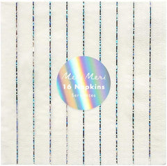 (181810) Silver Sparkle stripe napkins S