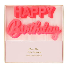 (216010) Happy Birthday Pink Acrylic Toppers (set of 2)