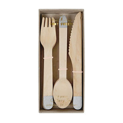 Silver wooden cutlery