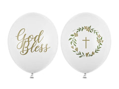 Balloons 30cm, God Bless, Pastel pure white