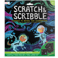 Space Dogs Guided Artwork Scratch and Scribble Scratch Art Kit