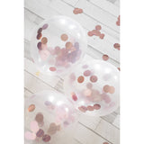 Balloons with Rose Gold Confetti 30 cm - 4 pieces
