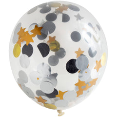 Balloons with Dots and Stars Confetti 30 cm - 4 pieces