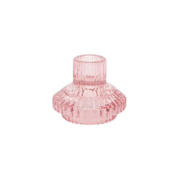Small Pink Glass Candle Holder - Home Décor