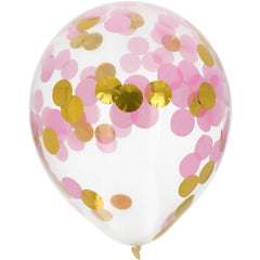 Balloons with Confetti Gold & Pink 30cm - 4 pieces