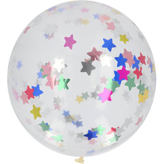 Balloon XL with Confetti Stars Multi Colors - 61 cm