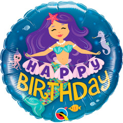 Foil Balloon Mermaid 'Happy Birthday' - 45 cm