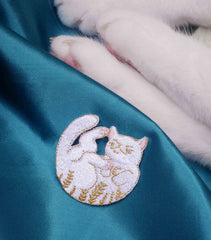 White Fairy Cat Iron-On Patch