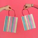 Rainbow Striped Gift Bags - 8 Pack