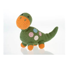 Crochet Toy Handmade Dinosaur Rattle - Dippi - Khaki