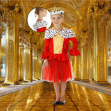 Red Queen Dress with Fur Collar for Girls - Size S 98-116