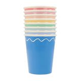 Mixed Wavy Line Cups (x 8)