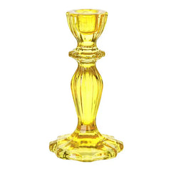 Yellow Glass Candlestick Holder - Home Décor