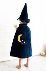 Blue Wizard Cloak Costume Set+Hat+Wand