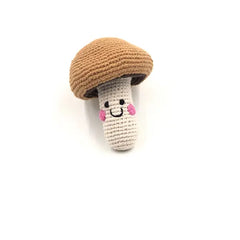 Crochet Toy Handmade Friendly Mushroom Rattle Brown Sugar