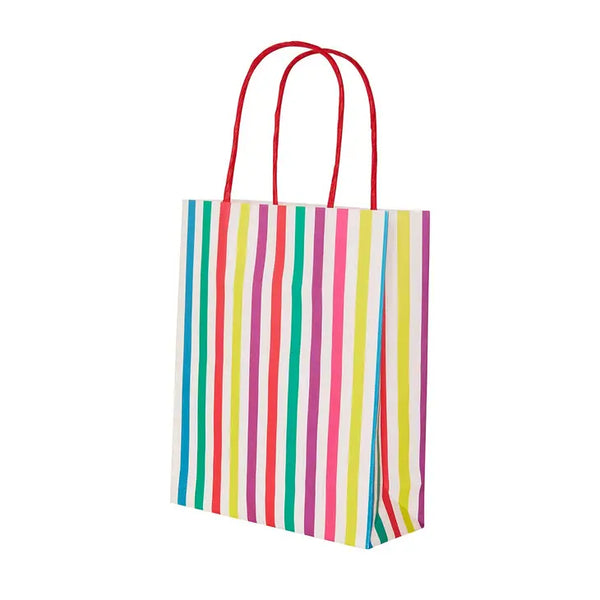 Rainbow Striped Gift Bags - 8 Pack