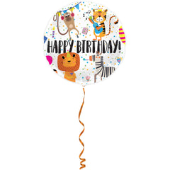 Foil Balloon 'Happy Birthday!' Animals - 45cm