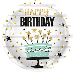 'Happy Birthday!' White with a cake - 45cm