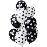 Balloons Polka Dots Black-White 30cm - 12 pieces