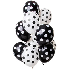 Balloons Polka Dots Black-White 30cm - 12 pieces