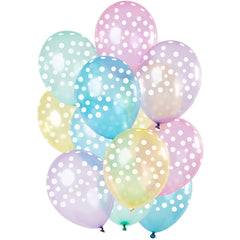 Balloons Small Dots Pastel Transparent 33cm - 12 pieces