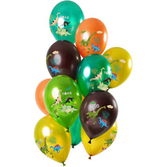 Latex Balloons Dino Jungle Metallic 33 cm - 12 pieces