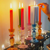 Pink Glass Candlestick Holder - Home Décor