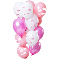 Balloons 'It's a girl' Pink 33cm - 12 pieces
