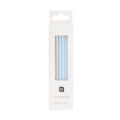Long Blue and Silver Birthday Candles - 16 Pack