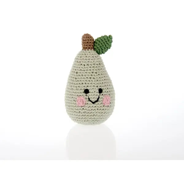Crochet Toy Handmade Fairtrade Friendly Pear Rattle - Teal