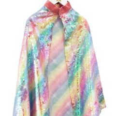 Rainbow Costume Cape with Multicolor Sequins