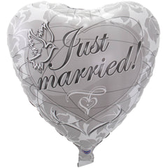 Silver Wedding Anniversary Heart Balloon Just Married unpackaged