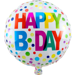 Happy Bday Foil Balloon with Dots - 45 cm