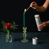 Light Green Glass Candlestick Holder - Home Décor