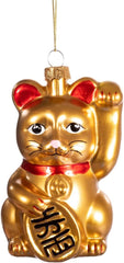 Gold Lucky Cat Shaped Bauble - SASS & BELLE