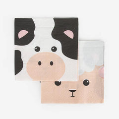 20 napkins - cow & sheep
