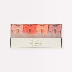 Pink Bow Candles (x 4)