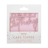 Pink Acrylic Happy Birthday Cake Topper