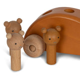Wooden pop-up car FSC - KONGES SLØJD - 23 AW - wooden toys bear family