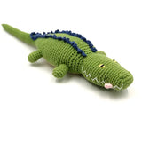Crochet Toy Handmade Fairtrade Crocodile Rattle Deep Green