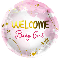 Foil Balloon Welcome Baby Girl Pink - 45 cm