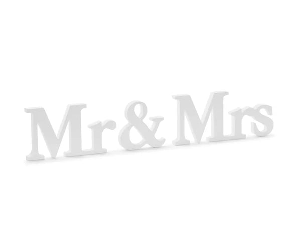 Wooden inscription Mr & Mrs, white, 50x10cm