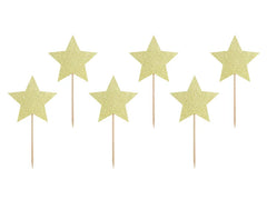 Cupcake toppers - Stars, gold, 11.5cm