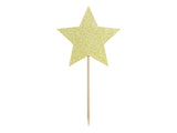 Cupcake toppers - Stars, gold, 11.5cm