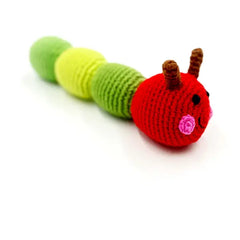 Crochet Toy Handmade Fairtrade Caterpillar Rattle-Green