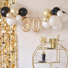 30th Birthday Balloon Islands Black, Nude, Cream & Champagne Gold