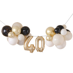 40th Birthday Balloon Islands Black, Nude, Cream & Champagne Gold