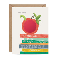 Scratch-Off Bookworm - Teacher / Thank You Card