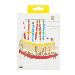 Cake Shaped Rainbow Birthday Napkins - 20 Pack